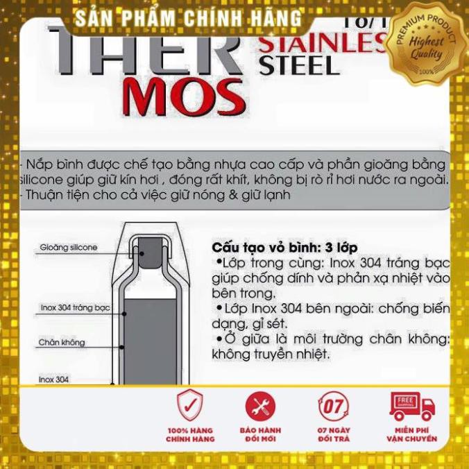 Bình giữ nhiệt Elmich 500ml 6386, innox 304, giữ nhiệt tốt, an toàn cho sức khỏe  |HCH014