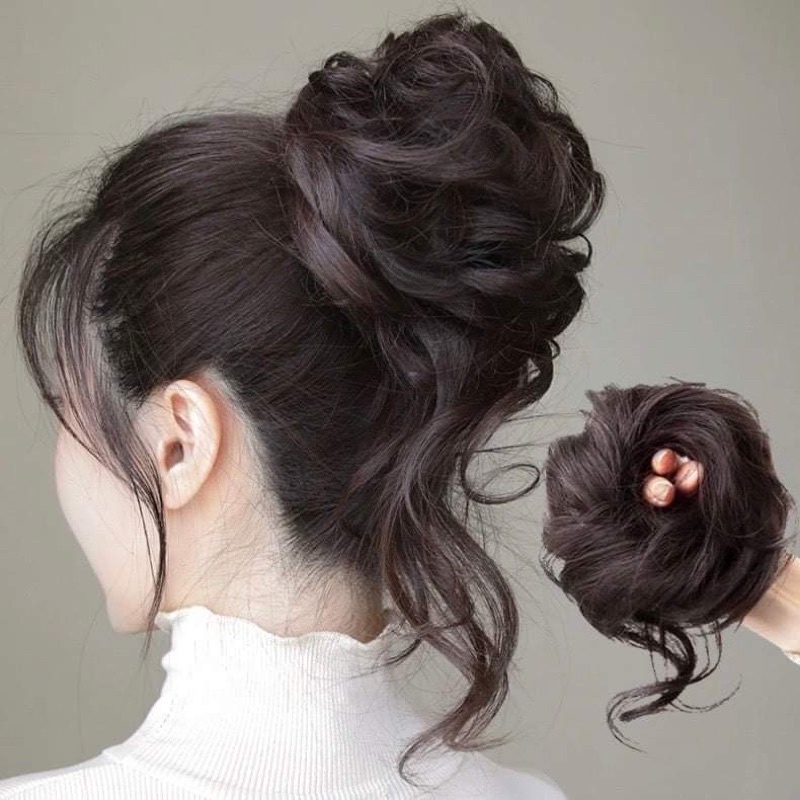 Tóc Giả Búi Xoăn Lơi Dài Kiểu Dáng Hàn Quốc