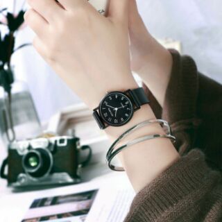 Đồng hồ nam nữ cặp đôi MSTIANQ dây cao su mặt số sang trọng
