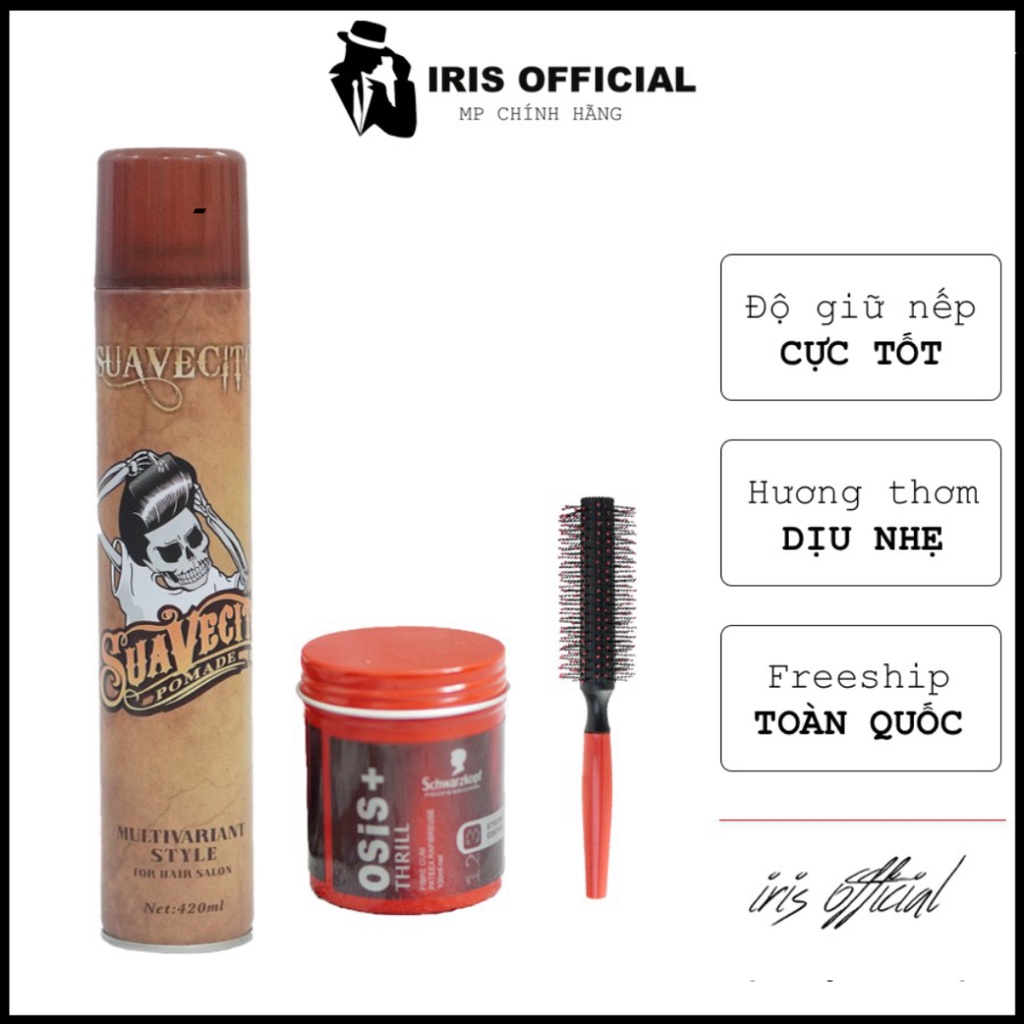 Sáp vuốt tóc nam🎁Freeship🎁 COMBO sáp vuốt tóc Osis Thrill & Gôm xịt tóc + Tặng lược tạo kiểu - Keo vuốt tóc & Wax vuốt