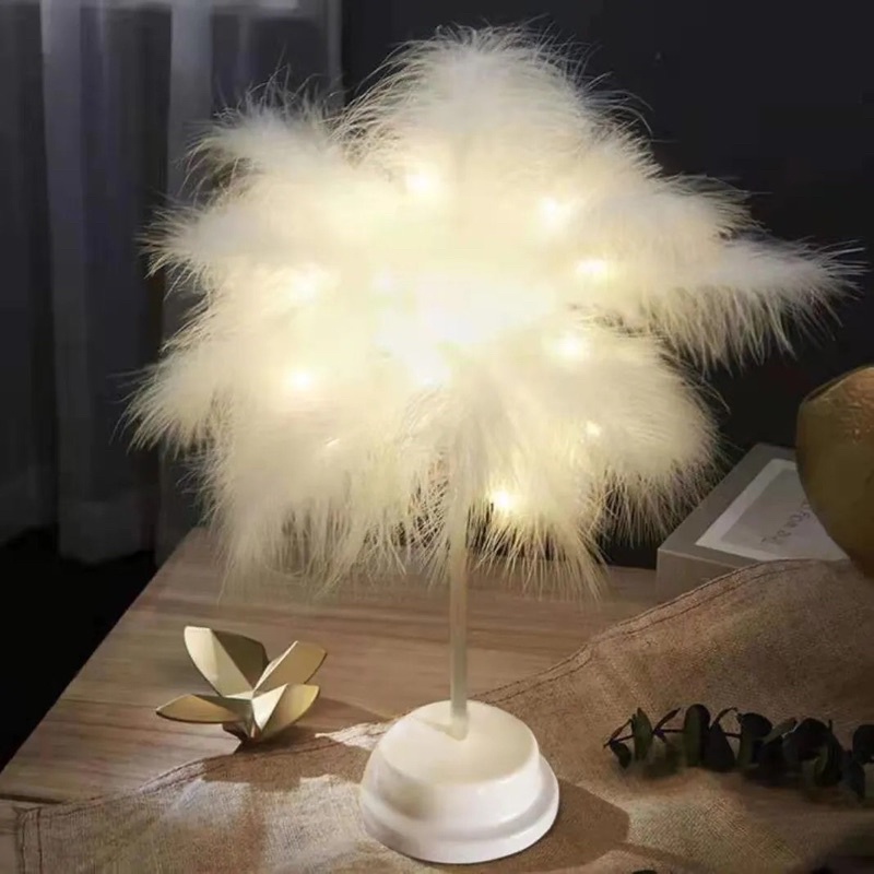 Đèn Ngủ Lông Vũ Để Bàn
