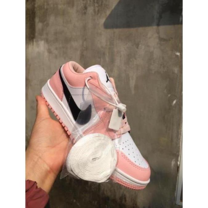 Giày Jordan cổ thấp nữ màu hồng cực xinh, Giày Jordan 1 low pink, Sneaker nữ air jd1 bóng rổ bản đẹp full box bill
