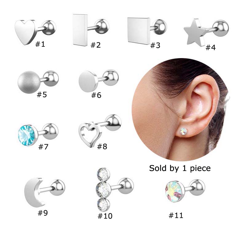 Khuyên tai hình trăng và ngôi sao / trái tim bằng thép không gỉ chất lượng cao