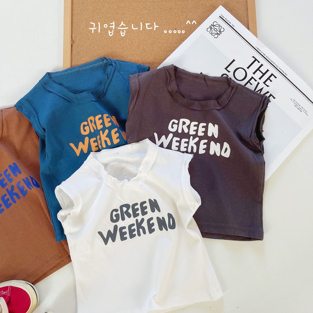 Áo ba lỗ GREEN WEEK, Áo sát nách cho bé chất cotton cực mát từ 7-27kg - LILA KIDS