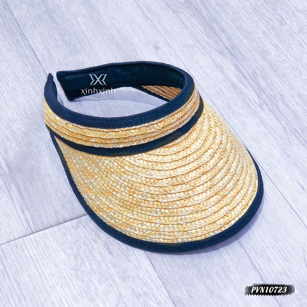Mũ cói nửa đầu viền đen cao cấp - Xinh Xinh Accessories