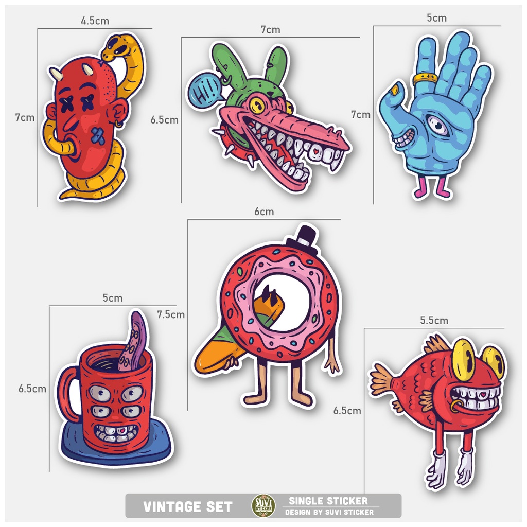 STICKER LẺ - Sticker Monster dán mũ bảo hiểm, laptop, điện thoại, vali. MSP: SS23