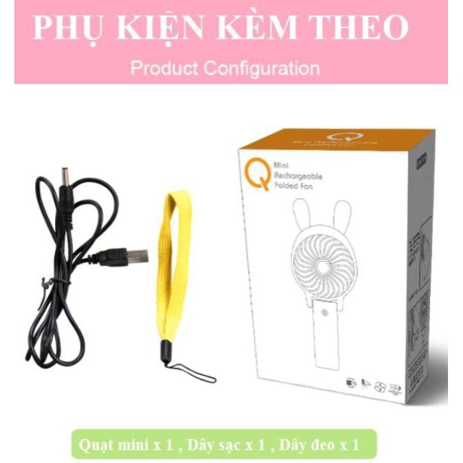 Quạt Sạc Mini hình tai Thỏ siêu ngộ nghĩnh