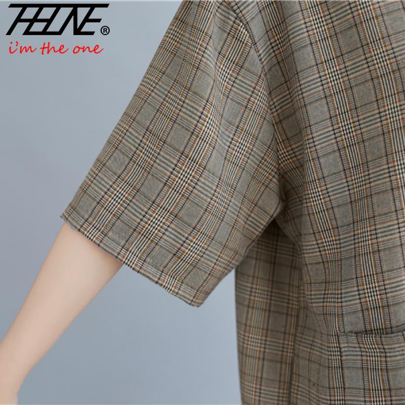 Áo Khoác Blazer Tay Lửng Dáng Rộng Họa Tiết Sọc Caro Thời Trang Xuân Thu Hàn Quốc Cho Nữ