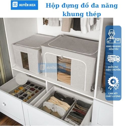 Hộp đựng đồ đa năng khung thép cứng cáp có khóa kéo 2 đầu tiện dụng