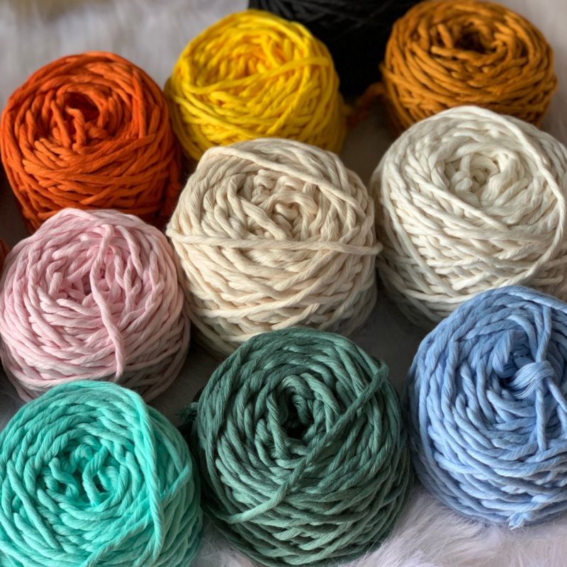 THỪNG ĐAN MACRAME 1 XOẮN, DÂY COTTON FULL MÀU SIZE 5mm