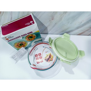 Hộp cơm thủy tinh đựng thực phẩm hình tròn cao cấp có nắp hút chân không, đa năng  - Thố thủy tinh tròn