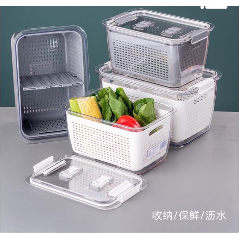 Combo 2 hộp để tủ lạnh 2 lớp có lỗ thoáng khí