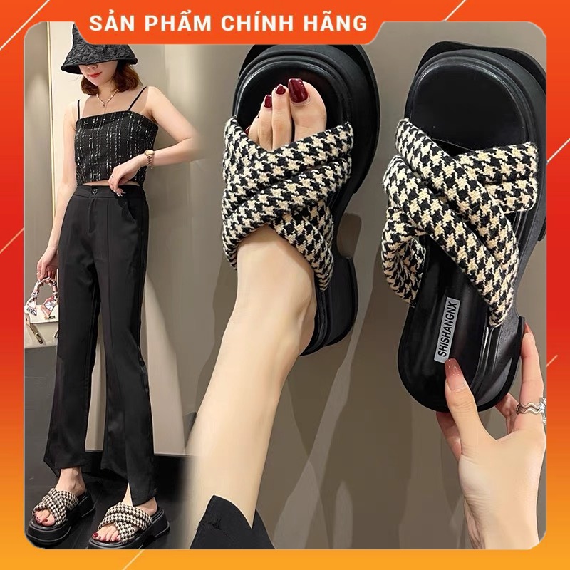 Dép Nữ Quai Caro Đan Chéo Độn Đế Kerra