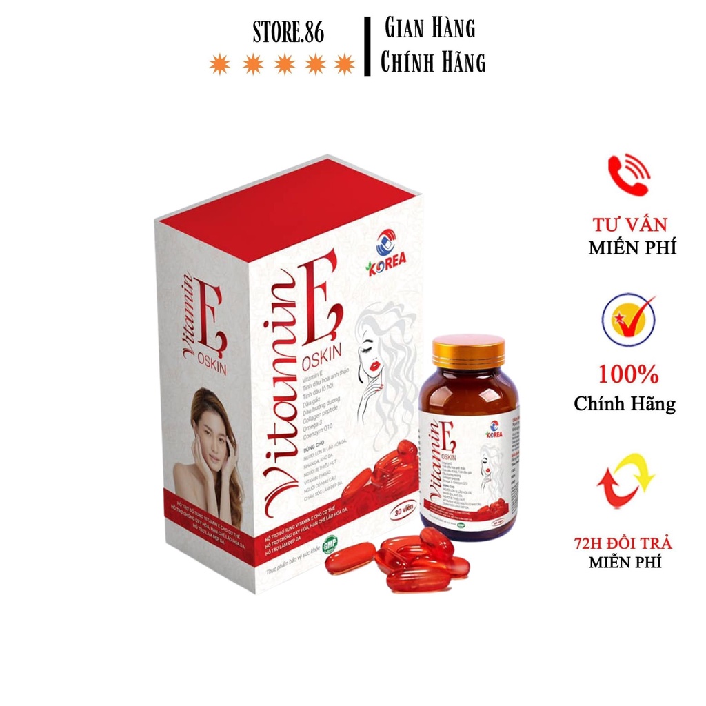 VITAMIN E OSKIN ĐỎ 1250MG / VIÊN, HỘP LỌ 30 VIÊN HÀNG CHÍNH HÃNG KOREA - NHẬT BẢN