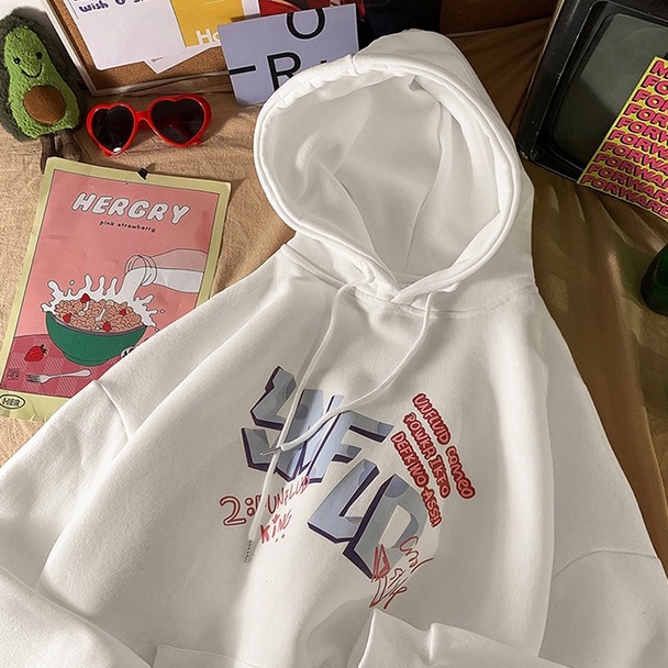 【ZHELIHANGFEI】Áo Hoodie Tay Dài Dáng Rộng In Họa Tiết Graffiti Dễ Phối Đồ
