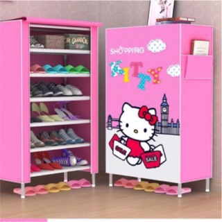 Tủ giày vải 3D 6 tầng hình mèo Kitty