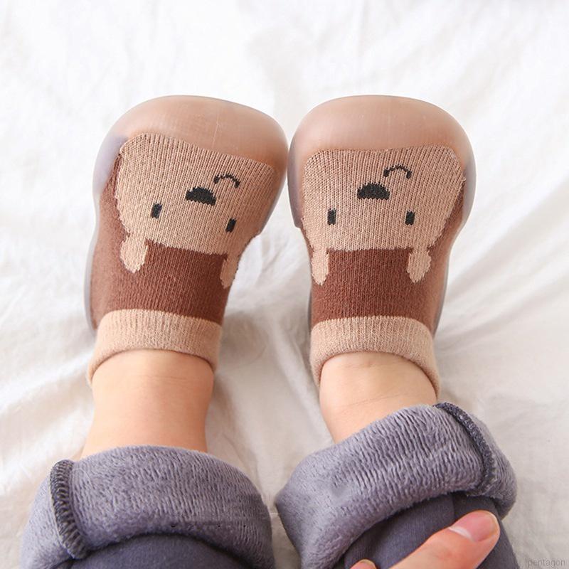 Giày Vớ Cao Su Đế Mềm Chống Trượt Thoáng Khí In Họa Tiết Hoạt Hình Cho Bé Tập Đi Walkers