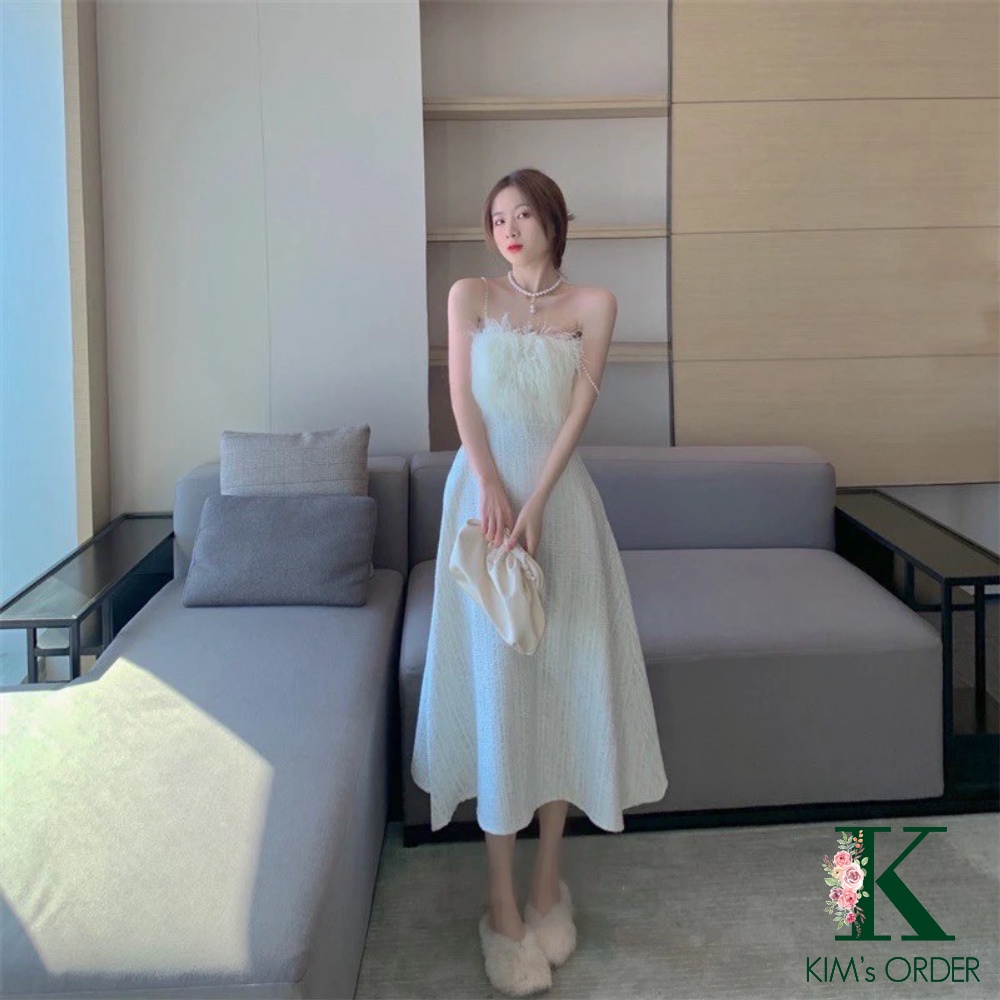 Váy tiểu thư dự tiệc màu trắng sang chảnh dáng dài xoè bánh bèo công chúa nữ tính thanh lịch Hàn Quốc đi sự kiện | WebRaoVat - webraovat.net.vn