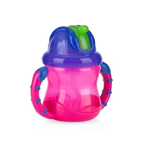 [Chính Hãng] Bình uống nước ống hút silicone Nuby 360 độ 240ml - Bình nước cho bé có ống hút Nuby