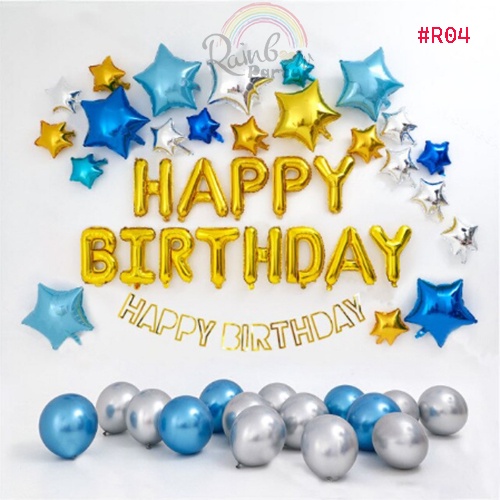 Set bóng chữ HAPPY BIRTHDAY tim, sao trang trí sinh nhật dành cho mọi lứa tuổi