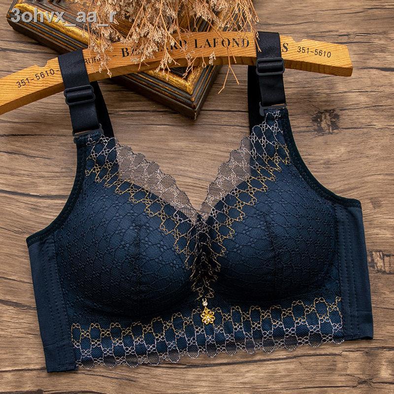 Đồ lót nữ tập trung ngực nhỏ dày dặn không vòng thép bên hông có thể điều chỉnh ren sexy lưng áo