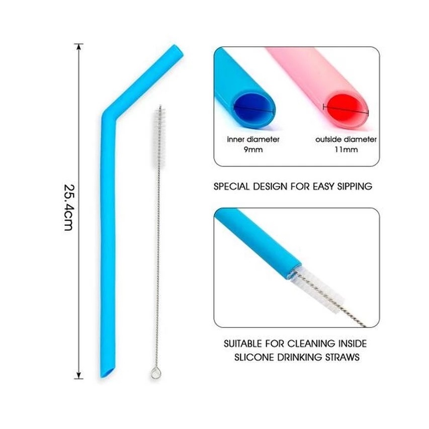 Set 6/8 Ống Hút Silicone Nhiều Màu Kèm Cọ Vệ Sinh Tiện Lợi