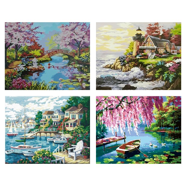 Tranh tự tô màu số hóa mẫu phong cảnh 40x50cm