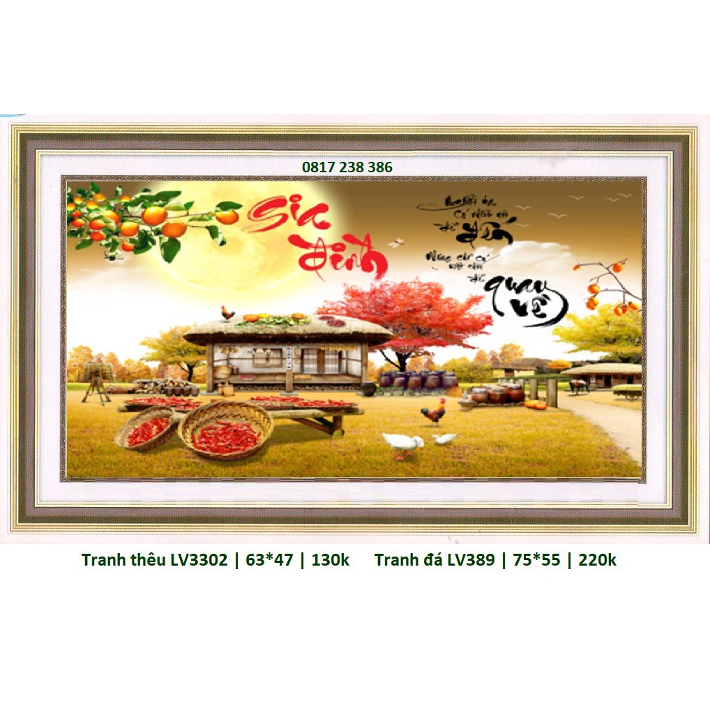 Tranh thêu chữ thập 3D thư pháp gia đình LV3302