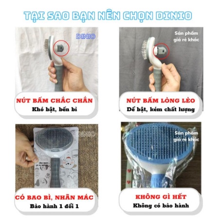 Lược Chải Lông Chó Mèo Có Nút Bấm Dễ Dàng Loại Bỏ Lông Sau Chải Tay Cầm Làm Bằng Silicon Dễ Dàng Gỡ Rối Lông Thực Phẩm