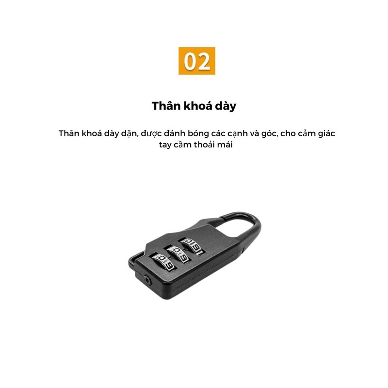 Ổ khóa số mini vali/balo BANGE GLKEY nhỏ gọn bảo mật an toàn tiện dụng bằng thép không gỉ GLK1166