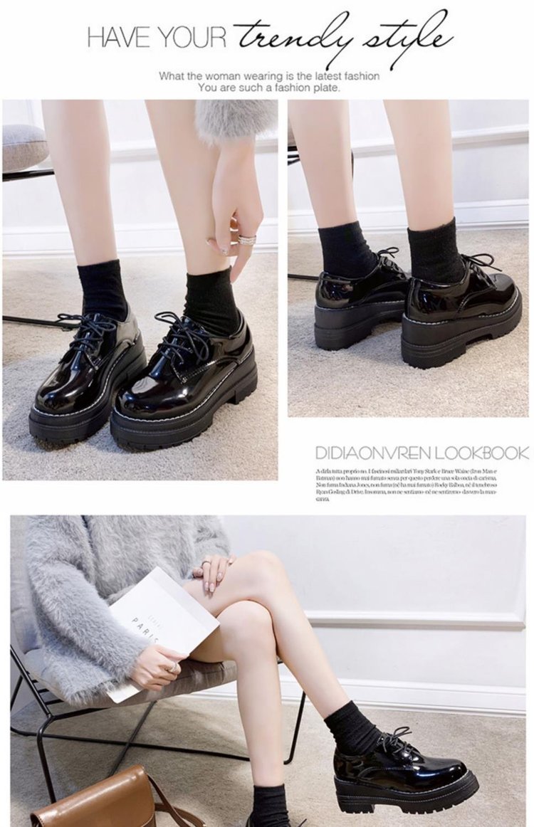 Giày Da Bóng Phong Cách Hàn Quốc Đơn Giản Dành Cho Nữ