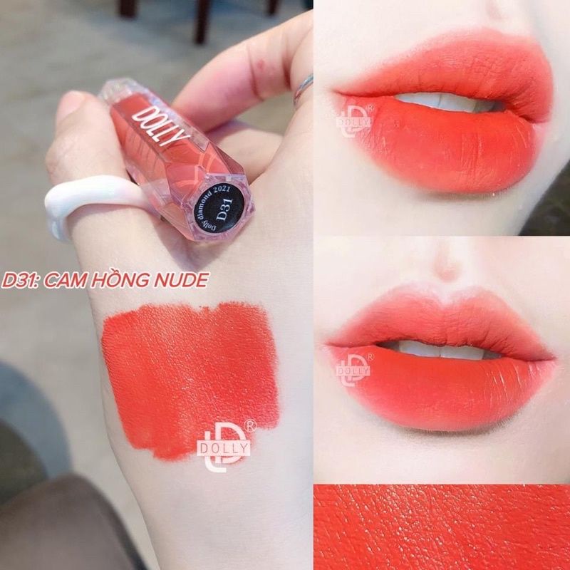 Super Son 2021  Son Kem Lì Dolly Super Matte Không Chì Màu Cam Tươi