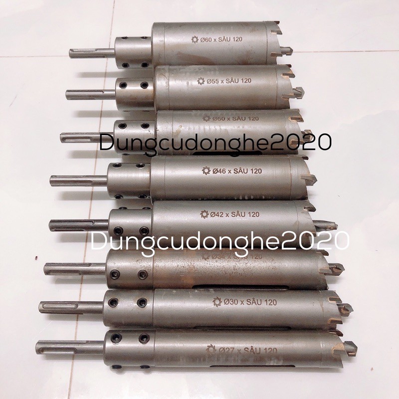 Mũi Khoan Rút Lõi Khoét Lỗ Xuyên Tường 21, 27, 30, 34, 42, 46, 50, 55, 60mm Dài 120mm Thắng Lợi