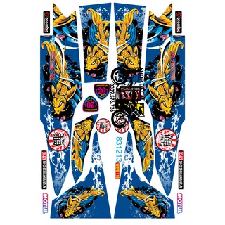 Tem Rời Wave Alpha 110 Cá Chép Nền Xanh MS 831213 - Tem 3 Lớp Chống Bay Mầu