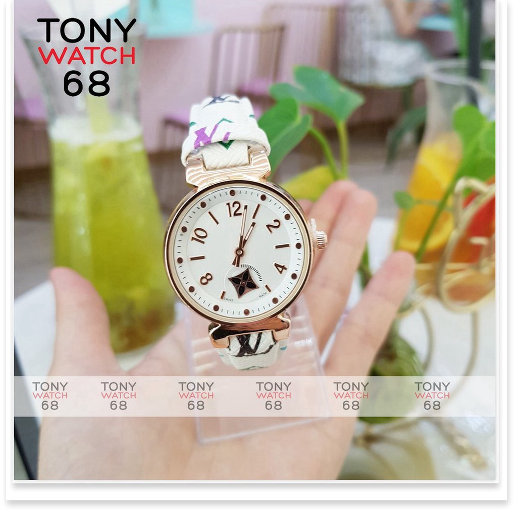 Đồng hồ nữ Louis dây da kim rốn độc đáo họa tiết logo chống nước chính hãng Tony Watch 68