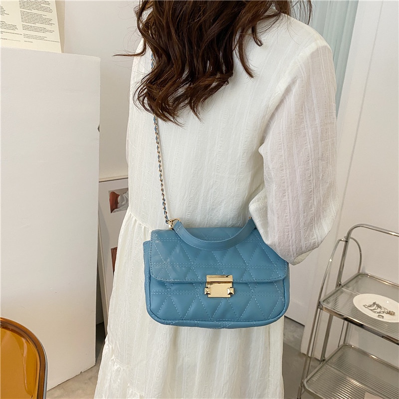 Túi Đeo Chéo Dáng Vuông Nhỏ Màu Trơn Thời Trang Cho Nữ