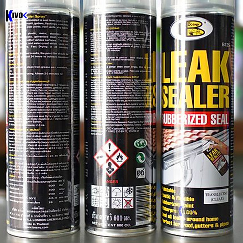 Bình Xịt Chống Thấm Đa Năng Leak Sealer BOSNY THÁI LAN B125 Chai Xịt Chống Dột Mái Nhà Mái Tôn, Sơn Xịt Chống Thấm Nước