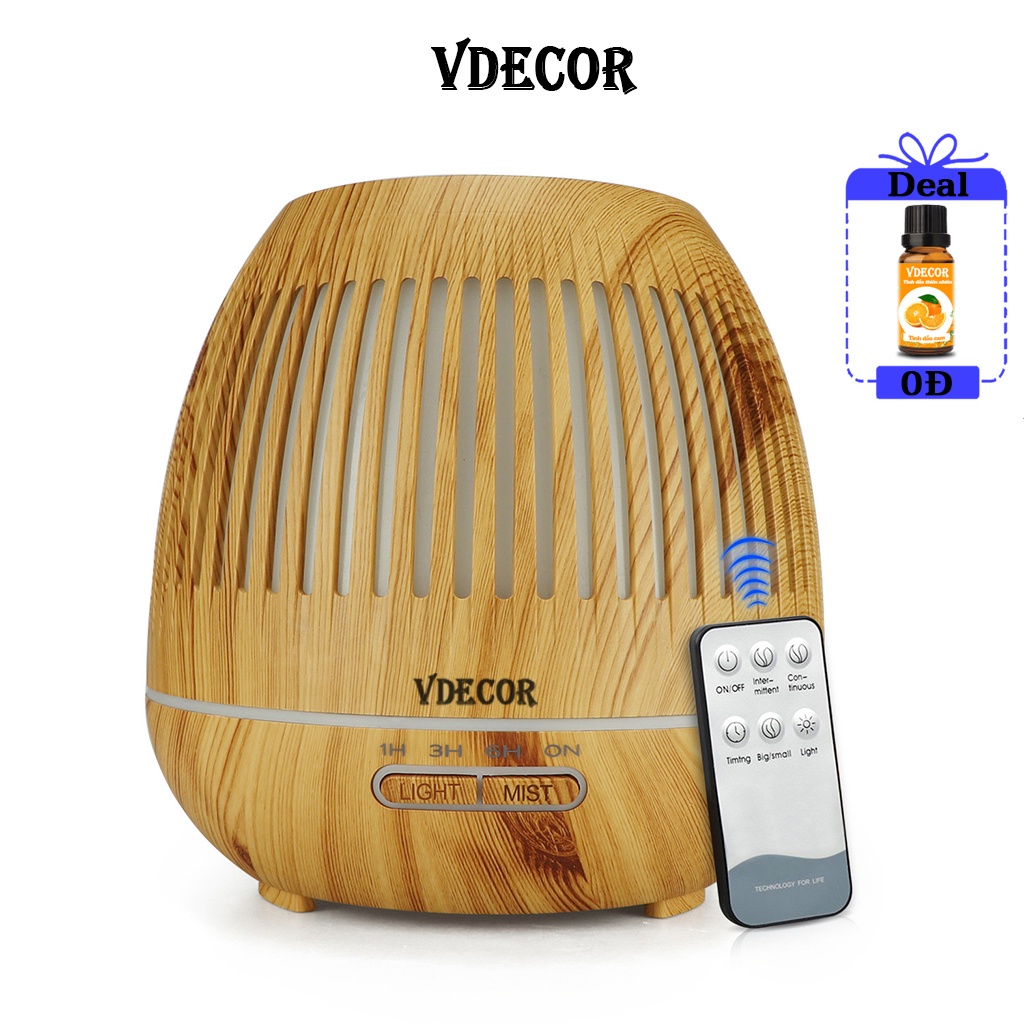 Máy khuếch tán tinh dầu vdecor đèn lồng có led đổi màu dung tích 500ml | Bảo hành 12 tháng 1 đổi 1 trong 14 ngày