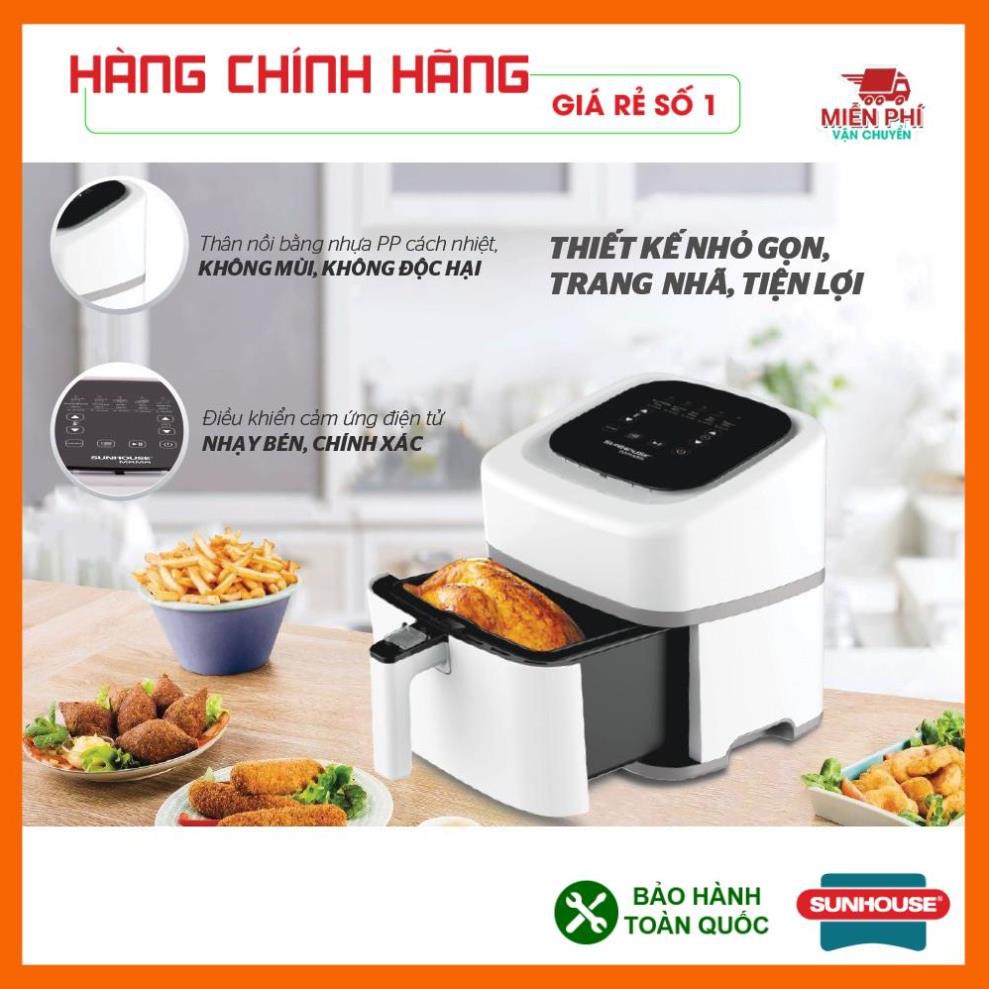 Nồi chiên không dầu 4,5L Sunhouse SHD4086W, nồi chiên không dầu Sunhouse Mama công nghệ Rapid Air.