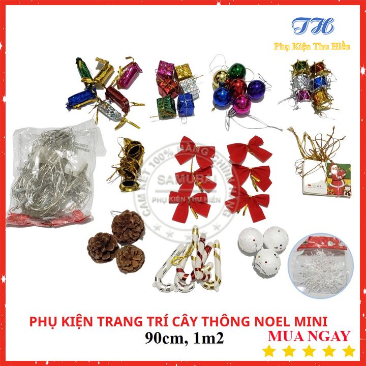 Cây thông noel để bàn 90cm  trang trí giáng sinh cho nhà cửa, phòng khách, phòng ngủ full phụ kiện