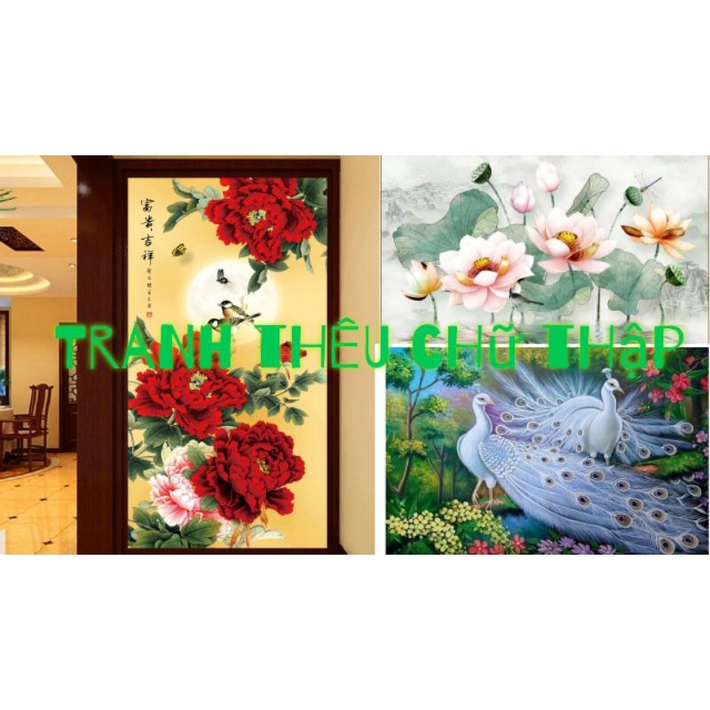 Tranh thêu chữ thập thanh lý giá rẻ chưa thêu