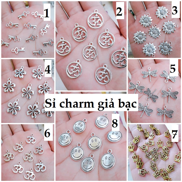 Set 50 gram Charm Giả Bạc giá 25k / 1 gói