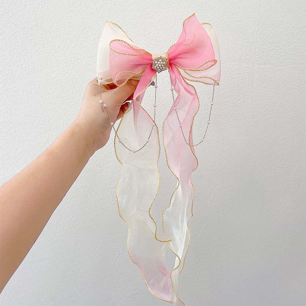 Kẹp Tóc Hình Nơ Ruy Băng Satin Thời Trang Cho Bé Gái