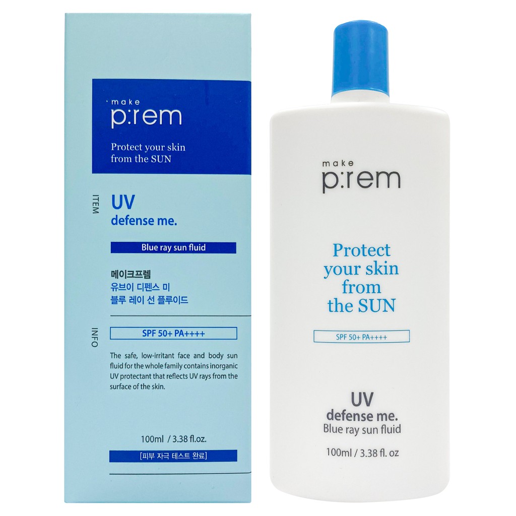 Kem chống nắng dạng sữa Make P:rem UV defense me. Blue Ray Sun Fluid 200ml | BigBuy360 - bigbuy360.vn