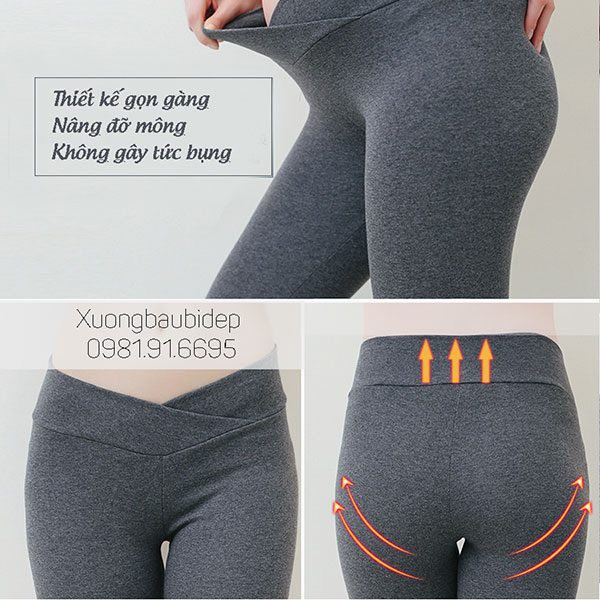 Quần bầu legging cạp chéo dài siêu mịn mát