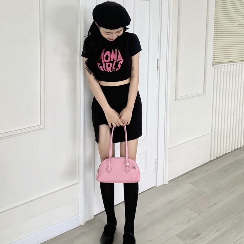 Áo Croptop Tay Ngắn In Chữ Mona Girl Chất lụa Siêu Mát YUMI BÁN SỈ