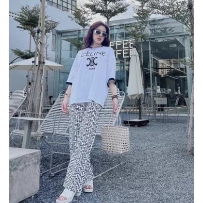 [ 𝐅𝐑𝐄𝐄 𝐒𝐇𝐈𝐏 ]  SÉT BỘ C QUẦN HỌA TIẾT CHỮ ỐNG RỘNG SIÊU CÁ TÍNH