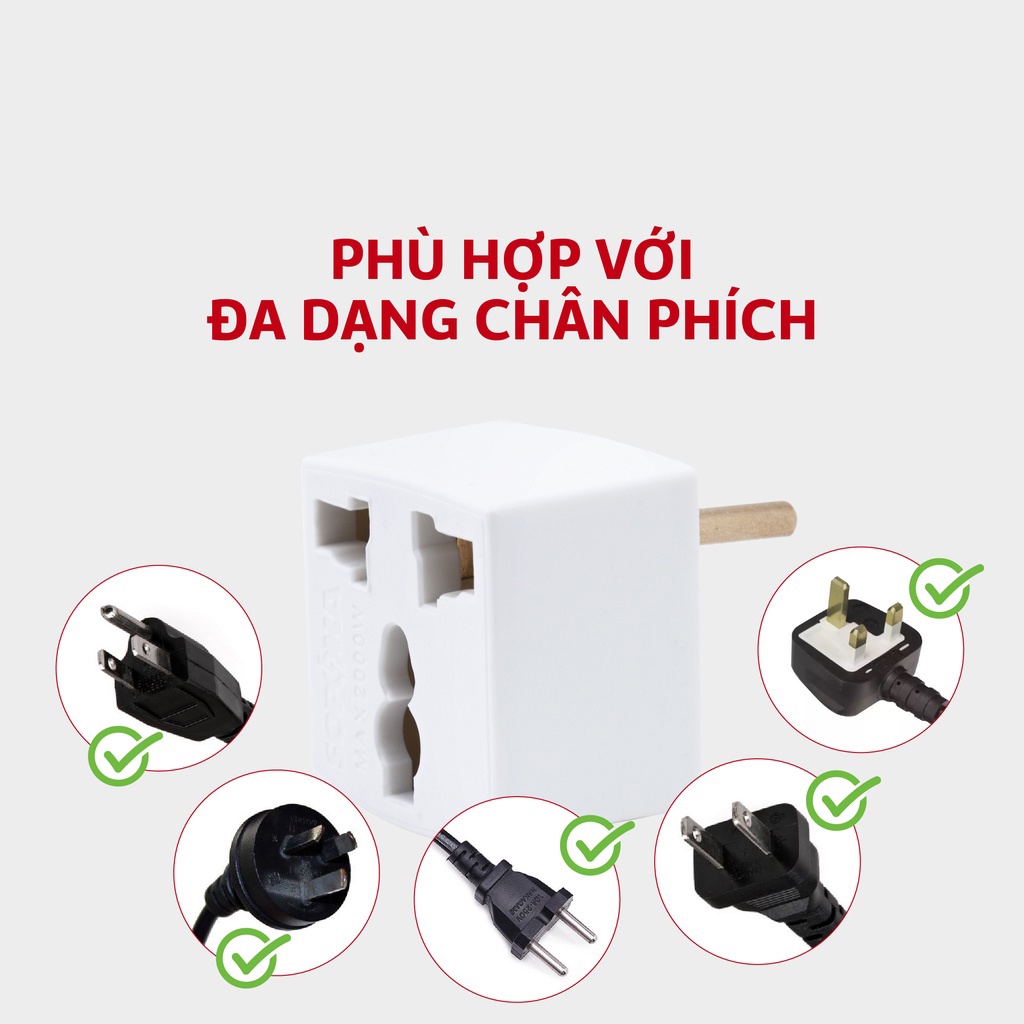 Ổ Chuyển Đổi Phích Cắm Từ 3 Chân Sang 2 Chân Phích Cắm Điện An Toàn Đạt Tiêu Chuẩn Đức Nguồn 220V