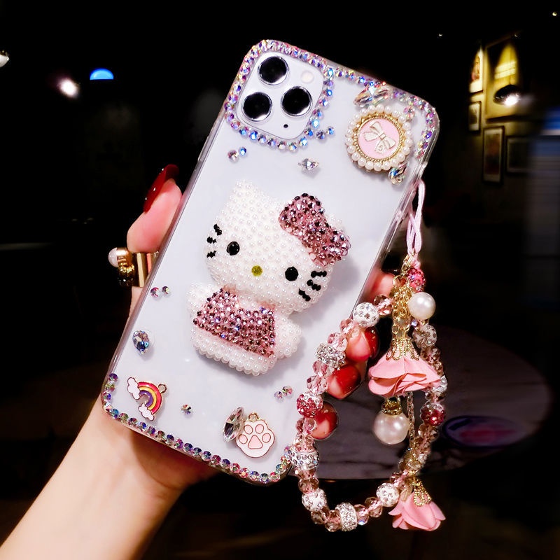 Ốp Điện Thoại Hình Mèo Kitty Đính Đá Cho Iphone 14Promax 12 11 13 XS XR 7 8 Plus Phone Case