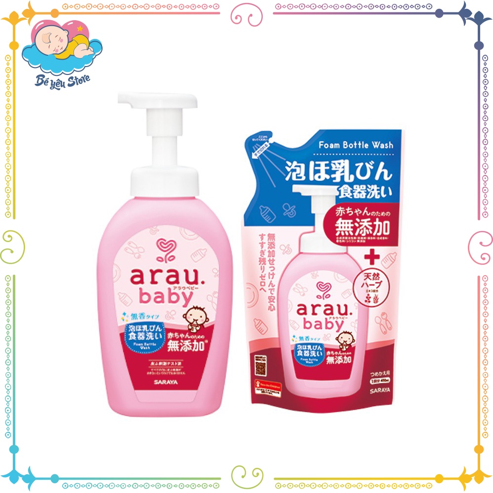 Nước rửa bình sữa ARAU BABY Chai 500ml-Túi 450ml